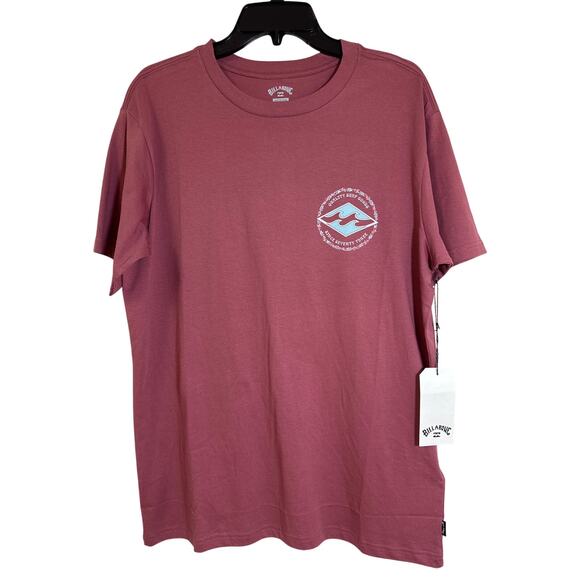 NWT Men's Billabong Medium Mauve S.S. T-shirt Quality Surf Goods Since 73 Emblem - Picture 1 of 8